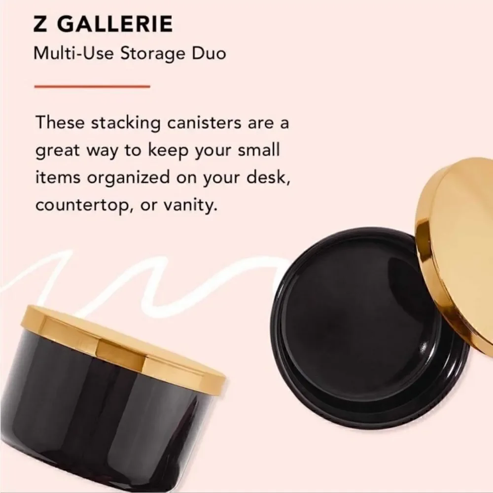 Z Gallerie Multi Use Storage Duo Cermic Canisters with Metal Lids